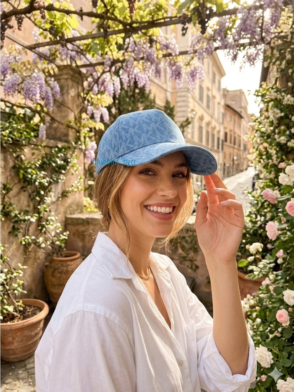 Michael Kors Powder Blue MK Monogram Baseball Cap